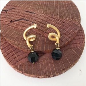 Vintage Matte Gold & Black Glass Earrings